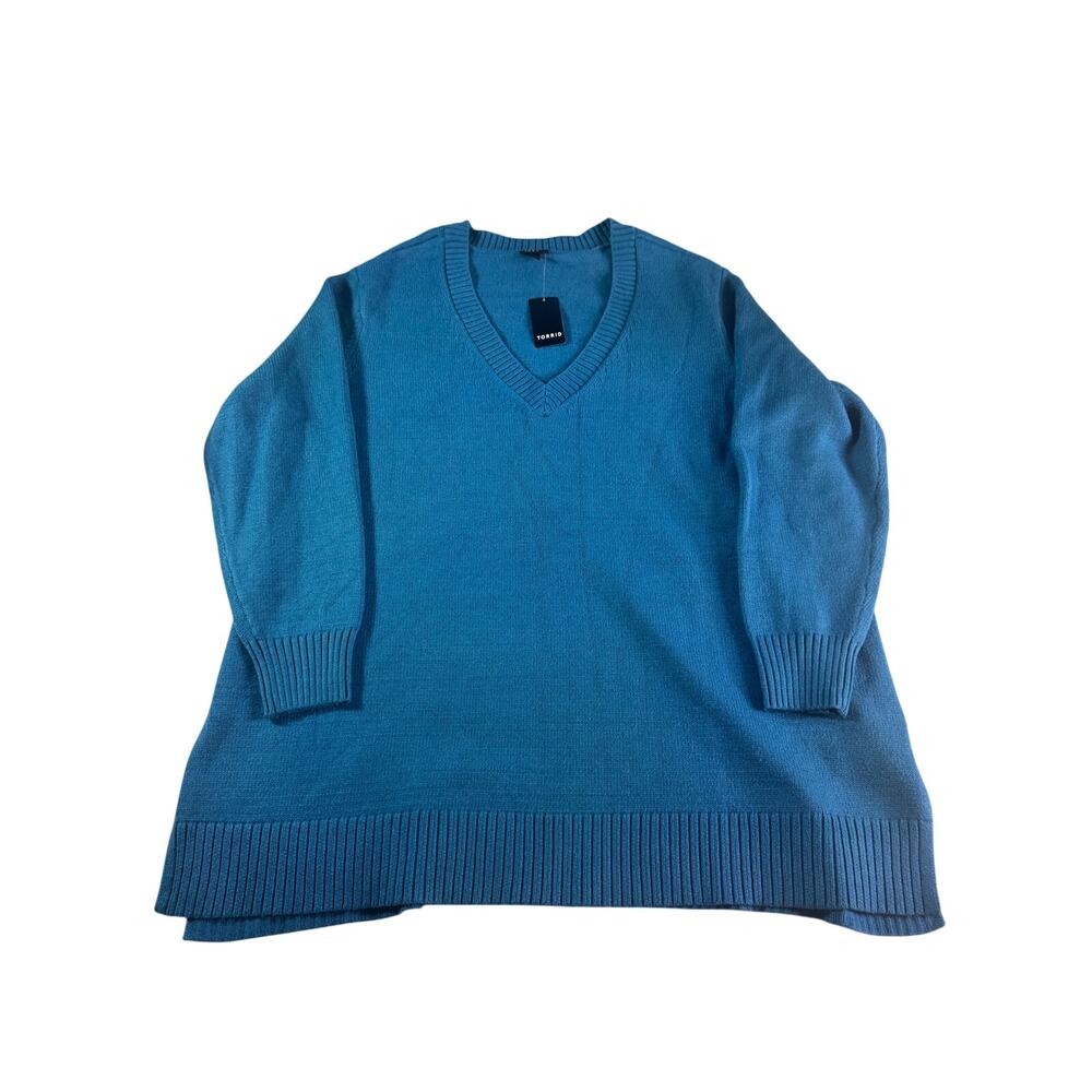 Torrid 3X 22/24 Lyons Blue V Neck Pullover Sweater Long Sleeve NWT